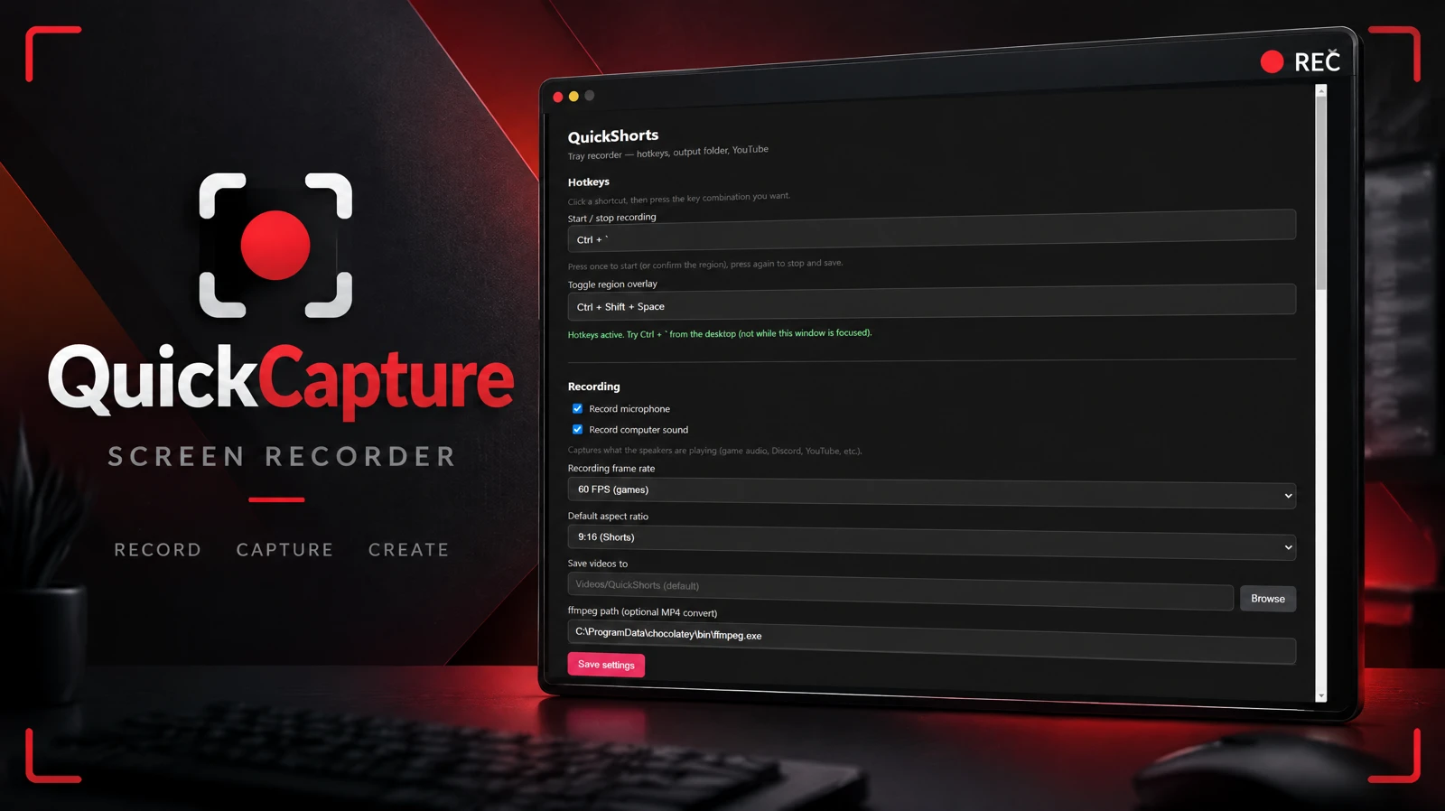 QuickCapture Screen Recorder software preview