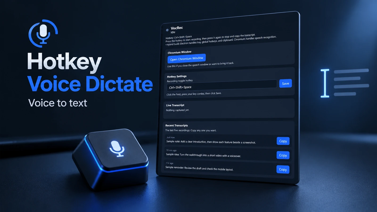Hotkey Voice Dictate software preview